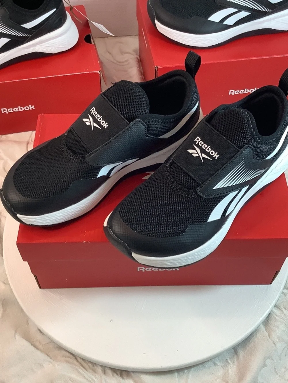 NWT Reebok Nano Play slip on training black sneakers big kids